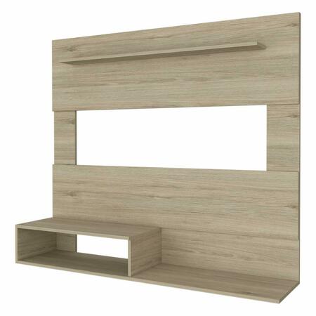 HOMEROOTS 55 in. Manufactured Wood Open Shelving Entertainment Center, Light Pine 478401